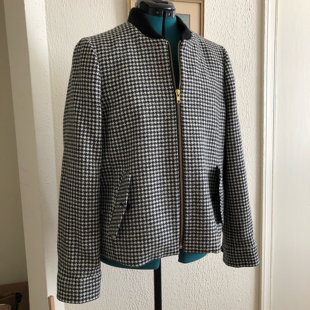 J.Crew Houndstooth Bomber Jacket